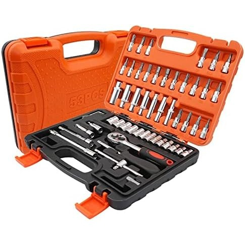 Trusa Chei Tubulare, Set 53 de Piese, , Surubelnita, Clichet, Tubulare, Imbus, Prelungitor, 27 x 20 x 5.5 cm, 1.5 kg, Cutie Rosu [3]