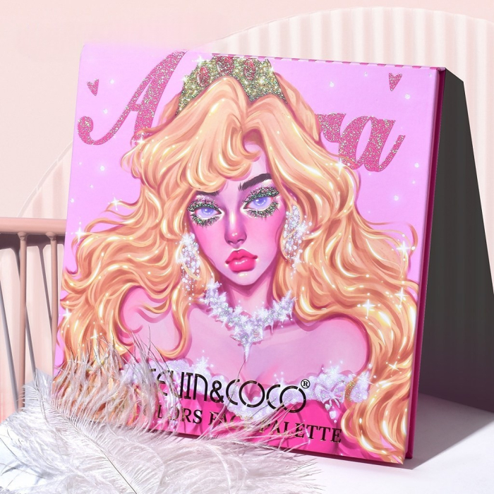 Trusa de Machiaj, KEVIN & COCO, Princess Palette. Fard de Pleoape, Iluminator, Corector, Ruj, 79 culori, 19.7 x 20 x 2 cm [2]