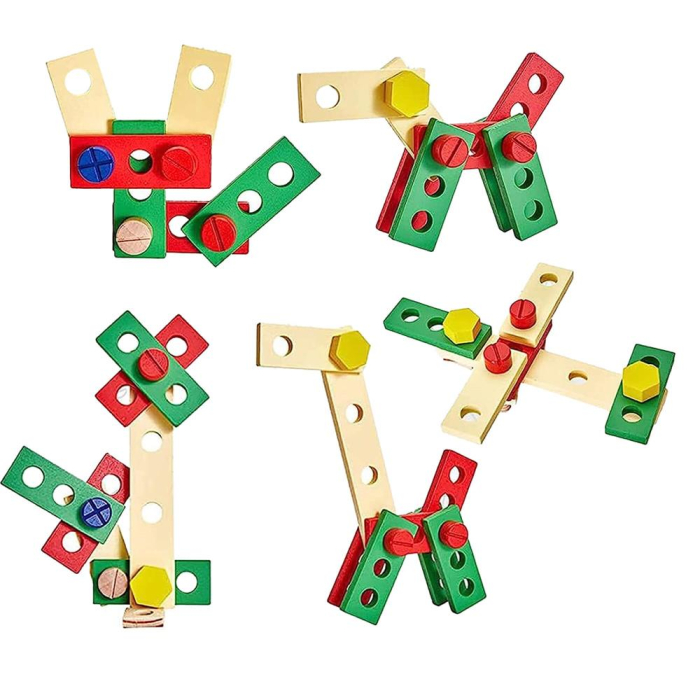 Trusa de unelte pliabila pentru copii din lemn natural , 26 unelte si accesorii [20]