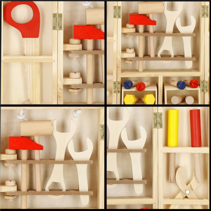 Trusa de unelte pliabila pentru copii din lemn natural , 26 unelte si accesorii [7]