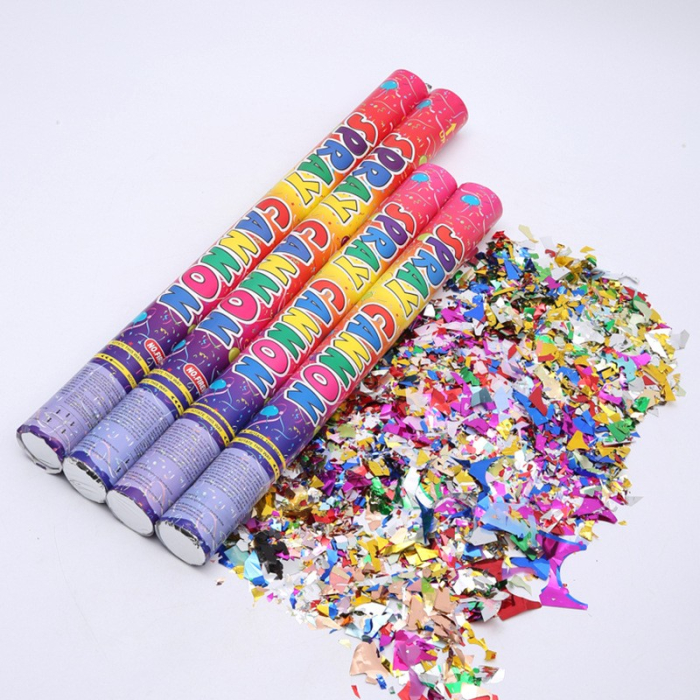 Tub de Confetti, , Clasic, 80x5 cm, Confetii Asortate din Plastic, Eliberare prin Rasucire, Multicolor [6]