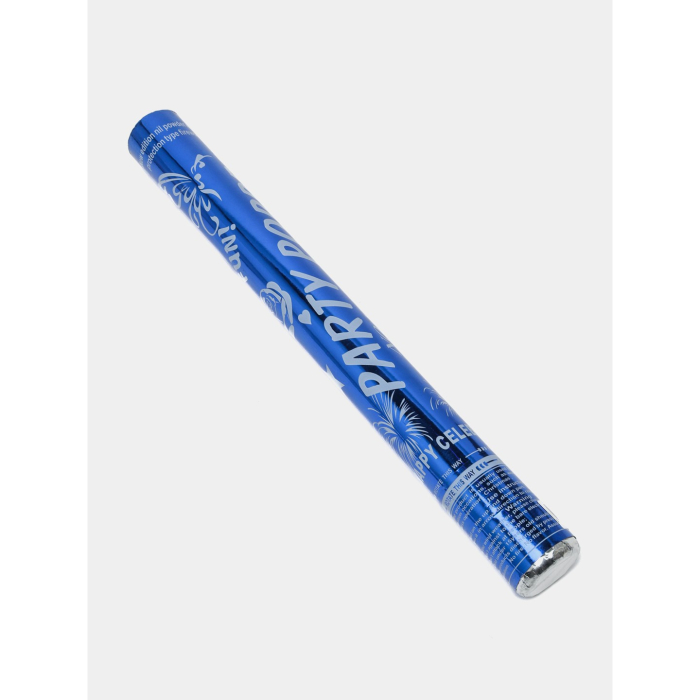 Tub de Confetti, , Party Popper, 30x5 cm, Confetii Lucioase Rezistente la Foc, Eliberare prin Rasucire, Albastru [2]