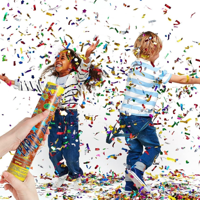 Tub de Confetti, , Party Popper, 40x5 cm, Confetii Asortate din Aluminiu, Multicolor [2]