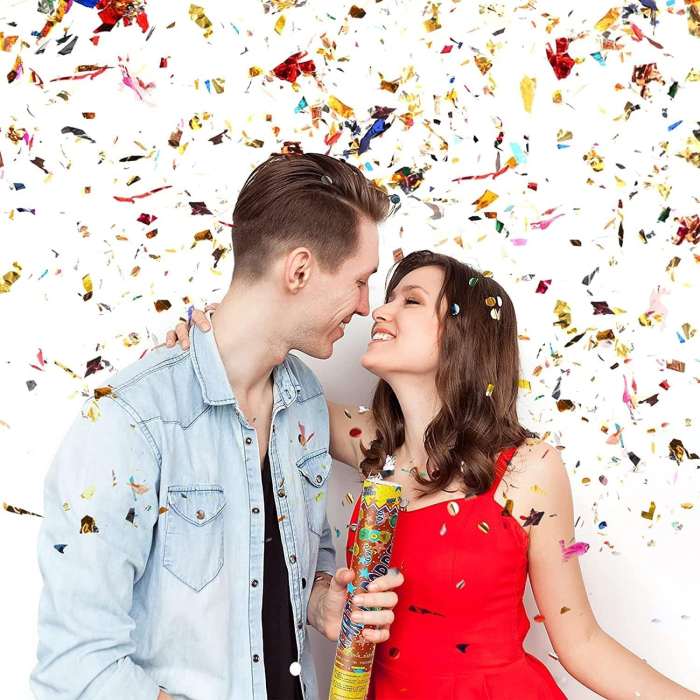 Tub de Confetti, , Party Popper, 40x5 cm, Confetii Asortate din Aluminiu, Multicolor [3]