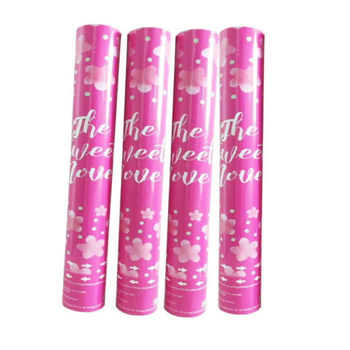 Tun Confetti, , Confetti Inimioare si Mesaj Love, 40 x 5 cm, Roz Alb [3]