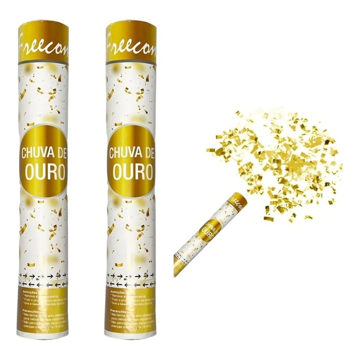 Tun Confetti, , Model Folie Aurie, 40 cm, Ambalaj din Carton, Eliberare prin Rasucire, Auriu [3]