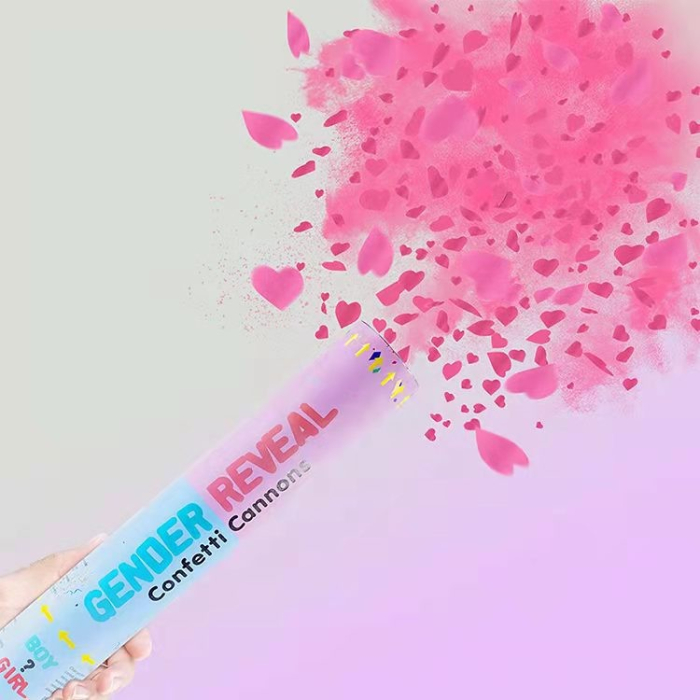 Tun Confetti, , Model Gender Reveal, Confetti Cannons, 40 cm, Ambalaj din Carton, Eliberare prin Rasucire, Roz [5]