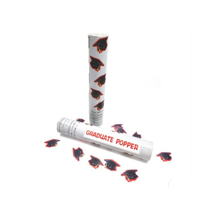 Tun Confetti, , Model Petrecere Absolvire Palarii, 40 cm, Ambalaj din Carton, Eliberare prin Rasucire, Negru [5]