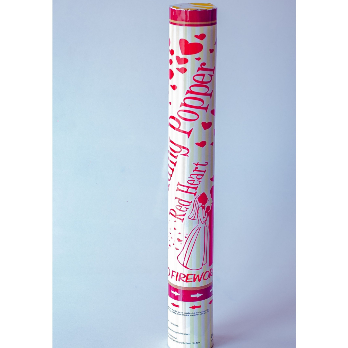 Tun Confetti, , Model Wedding Popper Inimi, 40 cm, Ambalaj din Carton, Eliberare prin Rasucire, Rosu [5]