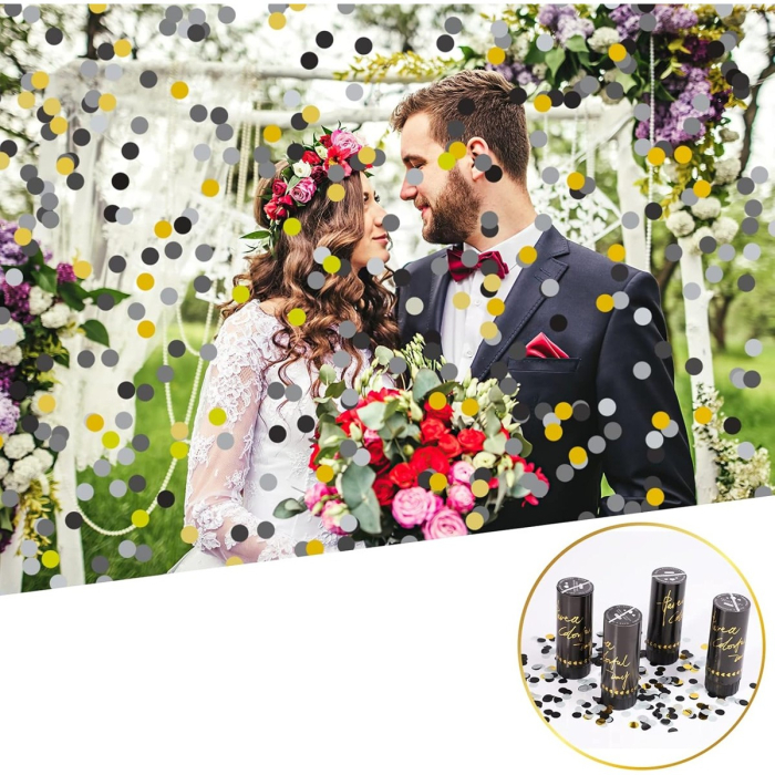 Tun Confetti Petrecere, , Lungime 30 cm, Negru/Auriu [3]