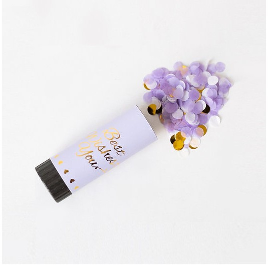 Tun de Confetti, , Best Wishes 11 x 4 cm, Model Buline din Hartie si Folie, Mov [5]