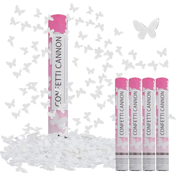 Tun de Confetti, , Confetti Cannon 40 cm, Model Fluturi din Hartie, Alb [6]