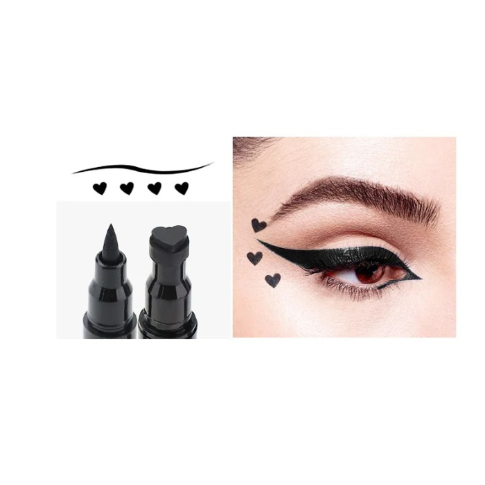 Tus Lichid pentru Ochi, , 2 Capete, Eyeliner si Stampila Inima, Pentru Ochi si Corp, 50 g, Rezistent la Apa, 12.7 x 3 cm, Negru [10]