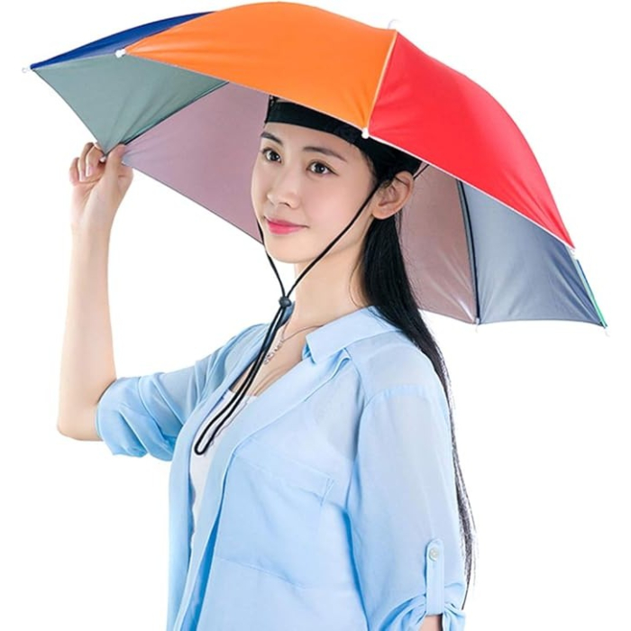 Umbrela de Cap, , Diametru 69 cm, Snur Reglabil de Cap, Protectie UV/Ploaie, Curcubeu [5]