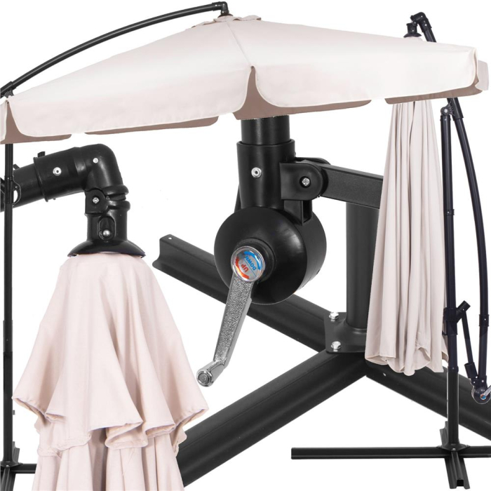 Umbrela de gradina cu brat lateral banana, cu husa, 300cm, bej [4]