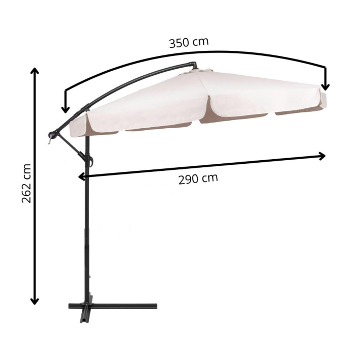 Umbrela de gradina cu brat lateral banana, cu husa, 300cm, bej [29]