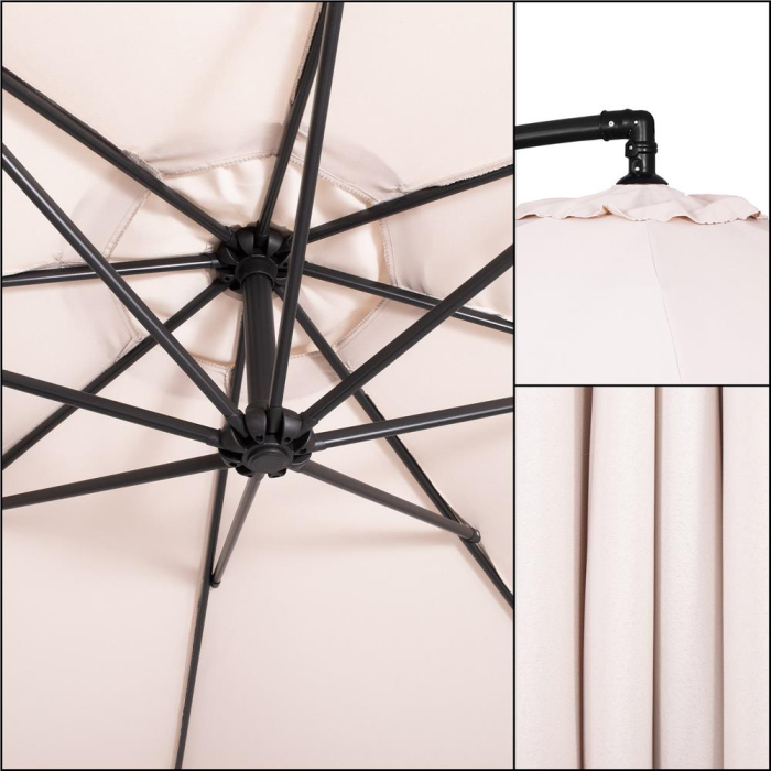 Umbrela de gradina cu brat lateral banana, cu husa, 300cm, bej [27]