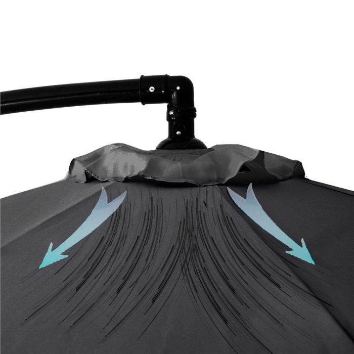 Umbrela de gradina cu brat lateral banana, cu husa, 300cm, gri [42]