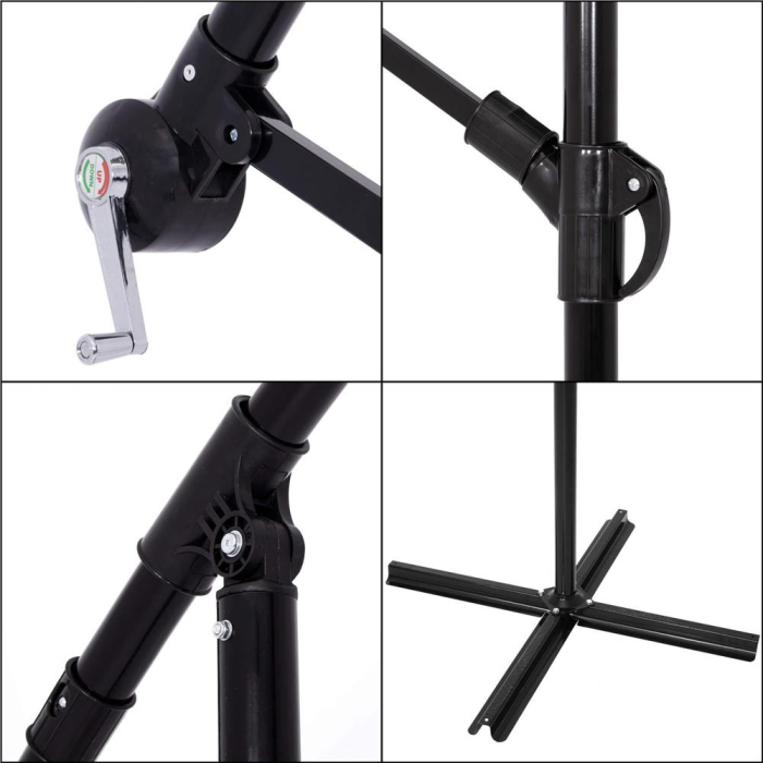 Umbrela de gradina cu brat lateral banana, cu husa, 300cm, gri [32]