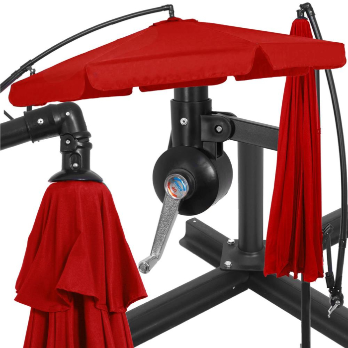 Umbrela de gradina cu brat lateral banana, cu husa, 300cm, rosu [3]