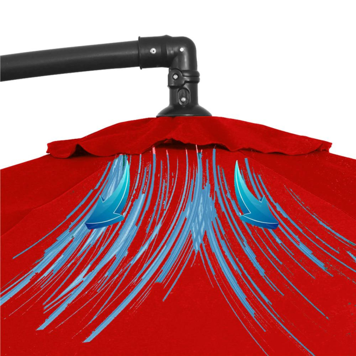 Umbrela de gradina cu brat lateral banana, cu husa, 300cm, rosu [22]