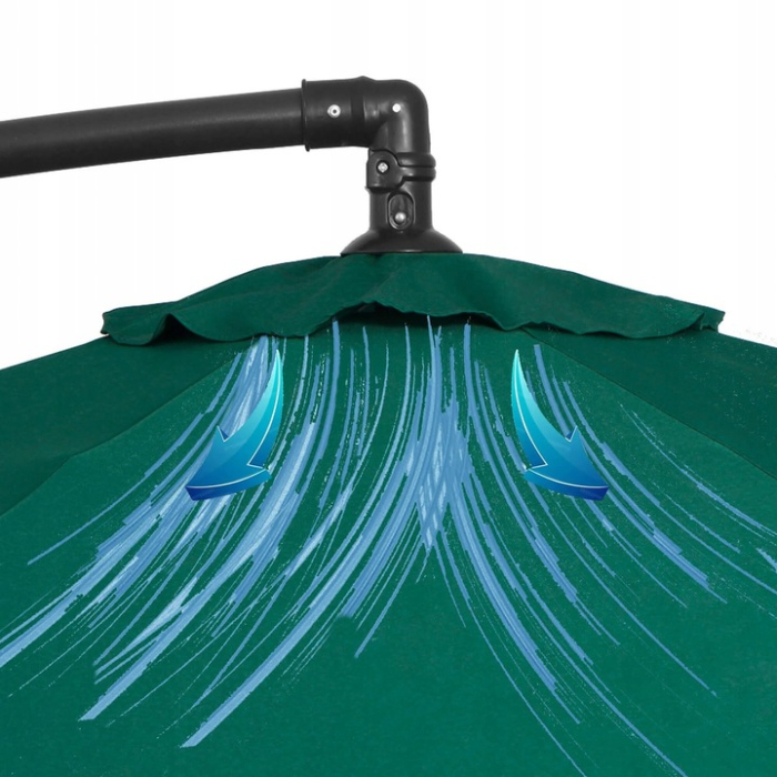 Umbrela de gradina cu brat lateral banana, cu husa, 300cm, verde [4]