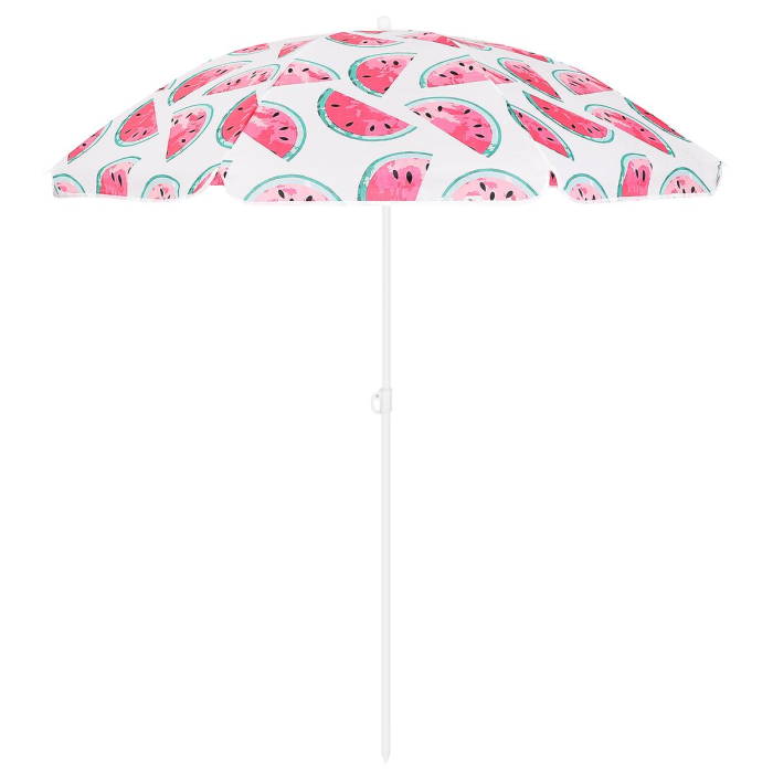 Umbrela de plaja 160 cm cu structura metalica, inclinare reglabila si husa transport, alb si rosu [1]