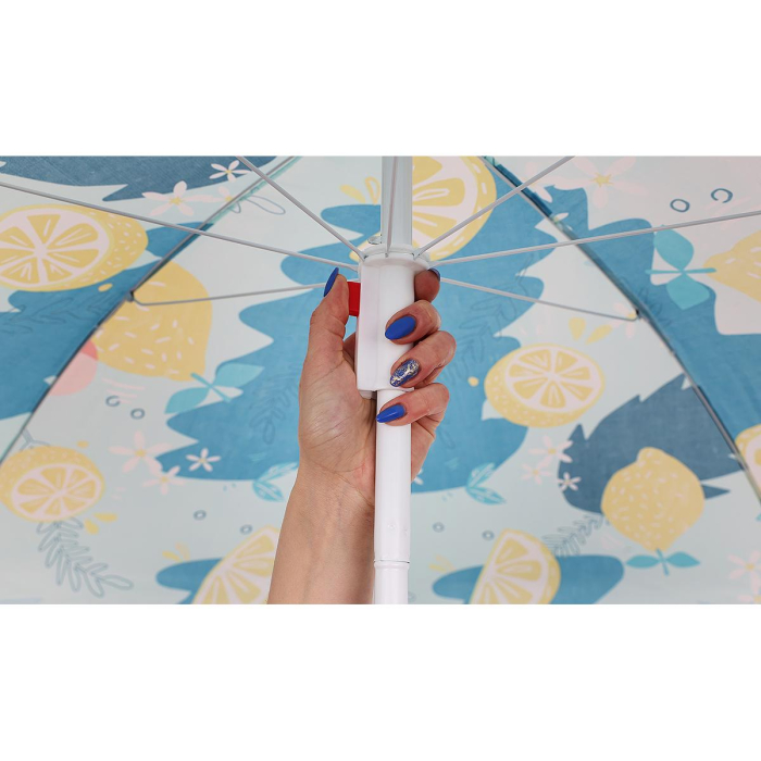 Umbrela de plaja 160 cm cu structura metalica, inclinare reglabila si husa transport, albastru si galben [10]