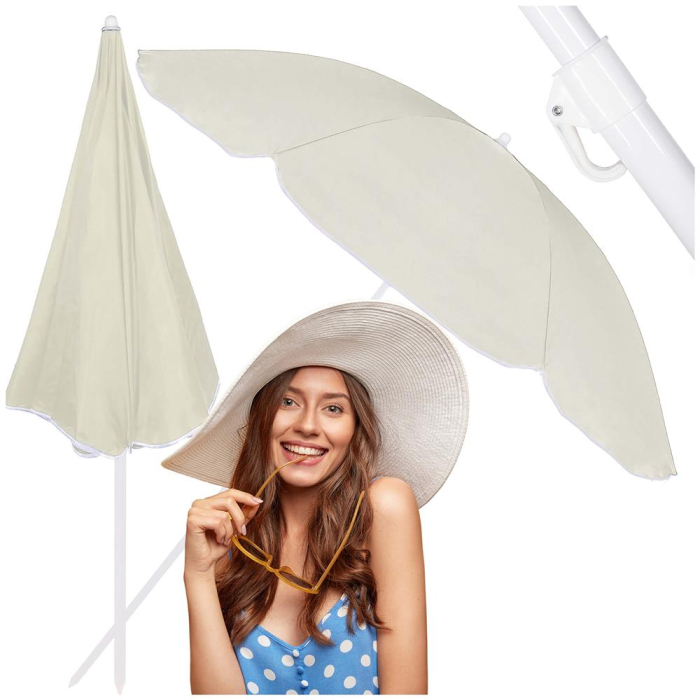Umbrela de plaja pliabila cu inclinare reglabila, diametru 160 cm, bej [26]