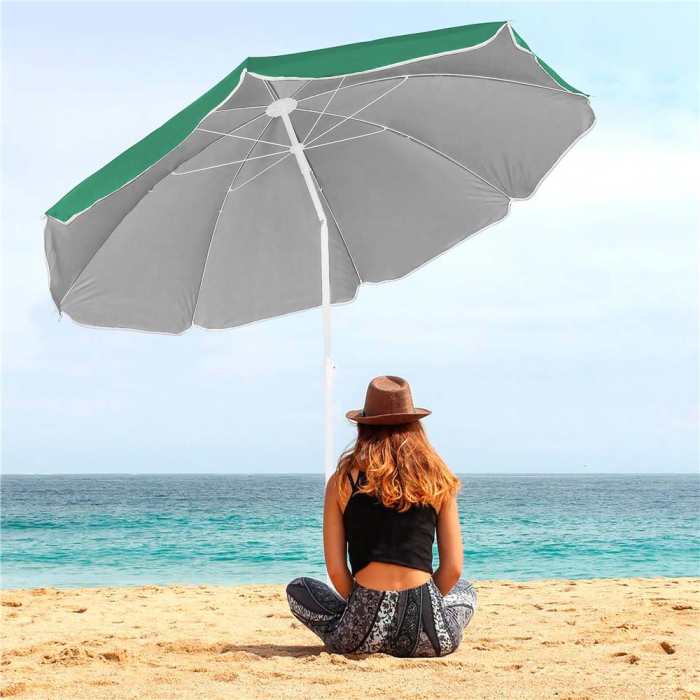 Umbrela de plaja pliabila cu inclinare reglabila, diametru 160 cm, verde [17]