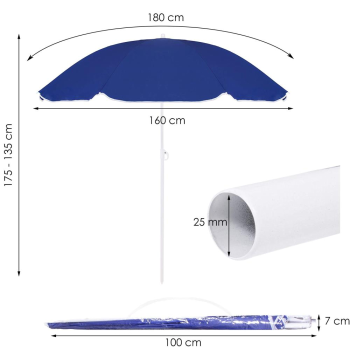 Umbrela de plaja pliabila, Sersimo BU022, 180cm, bleumarin [16]