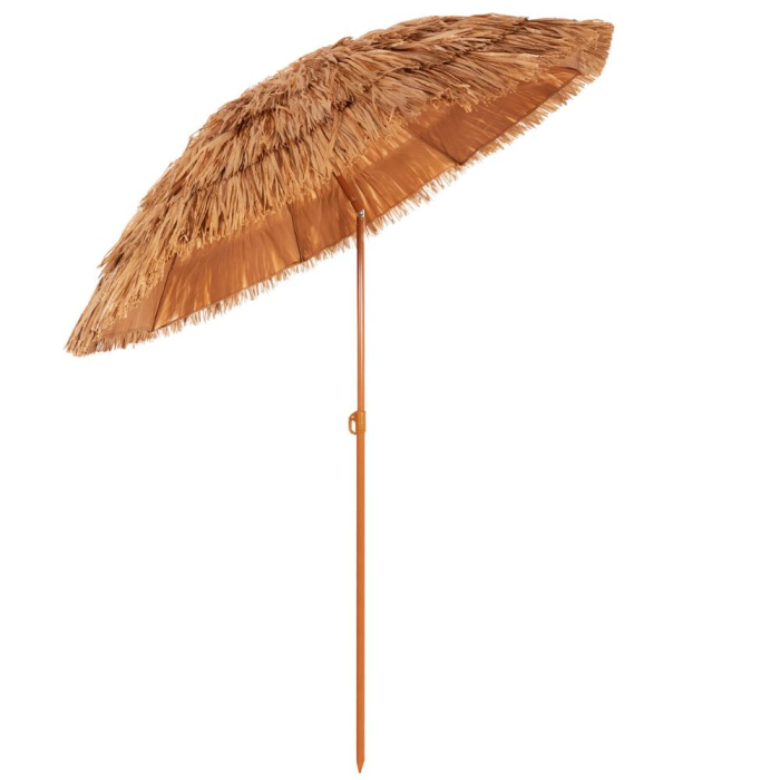 Umbrela de plaja tip hawai pliabila, cu inaltime si unghi reglabil, structura metalica, 160 cm, maro [1]
