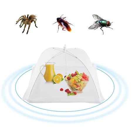 Umbrela de Protectie Impotriva Insectelor, Furnicilor si Gandacilor pentru Farfurii, Caselore si Alimente, Alb, 31cm x 31cm [6]