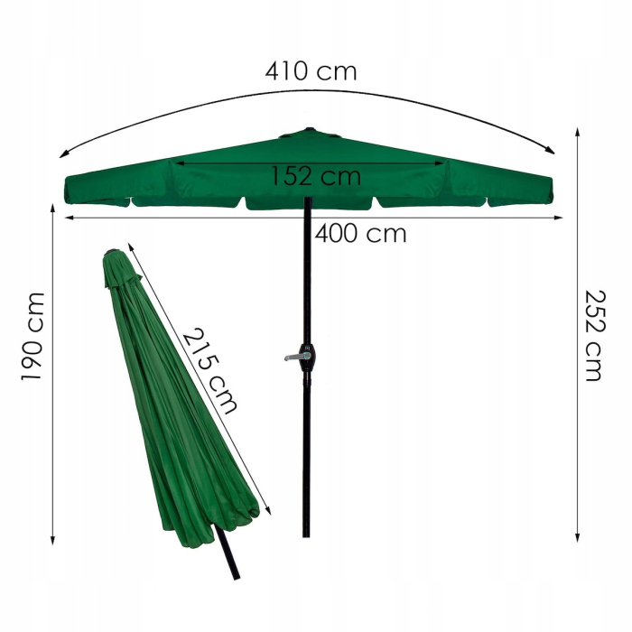 Umbrela terasa gradina, cu manivela, diametru 400cm, Verde [12]