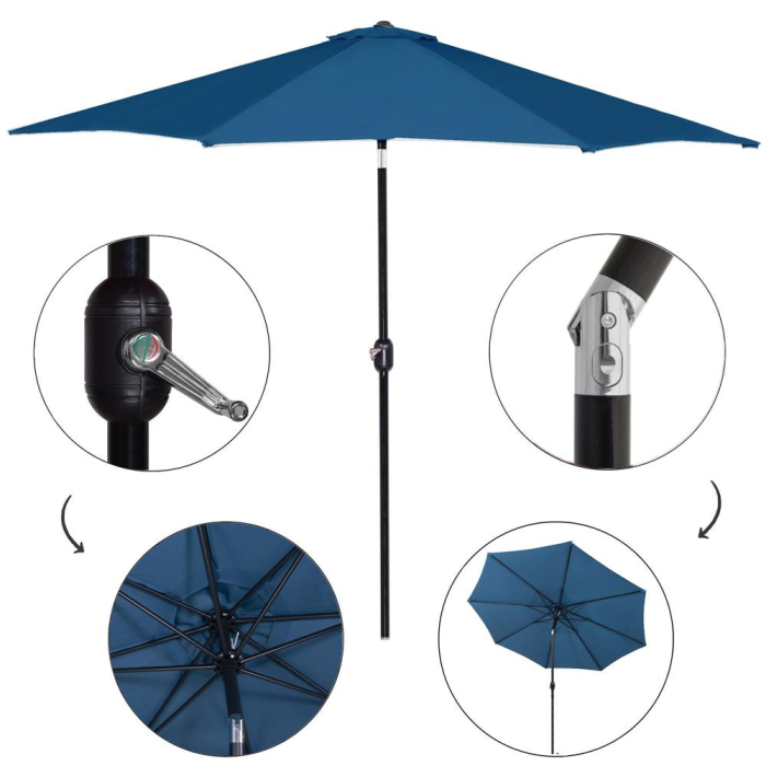 Umbrela terasa gradina, cu manivela si inclinare, diametru 300cm, Albastru [18]
