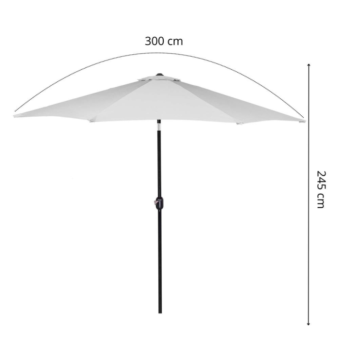 Umbrela terasa gradina, cu manivela si inclinare, diametru 300cm, Gri deschis [2]