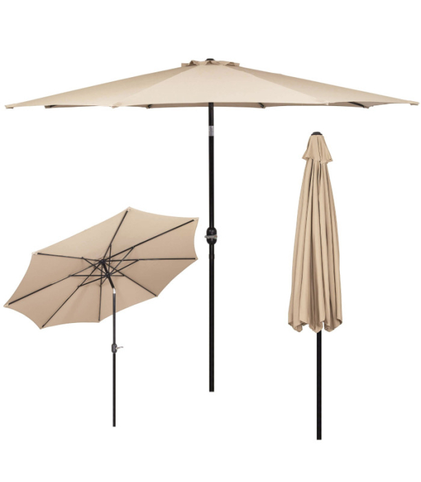 Umbrela terasa gradina, cu manivela si inclinare, diametru 300cm, Taupe [17]