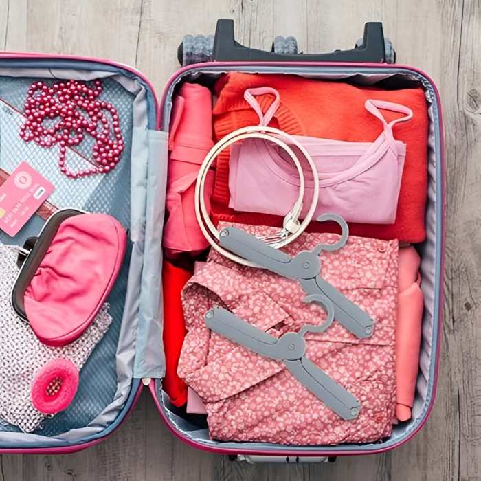 Umeras Pliabil de Calatorie, , Mini Cuier Portabil pentru Haine, Suport de Uscare, 14x7x1.4cm, Gri [2]