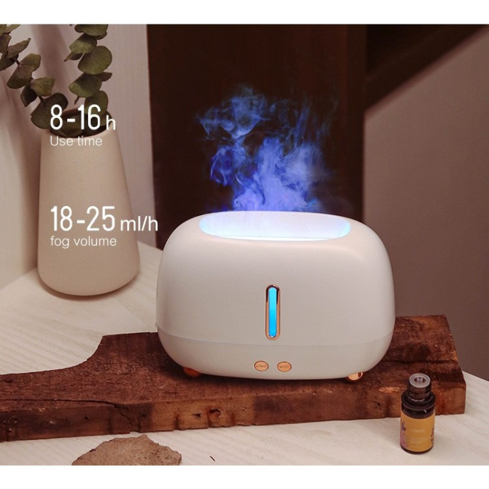 Umidificator de tip flacara, , cu aromaterapie, 7 culori, 250 ml, alb [5]