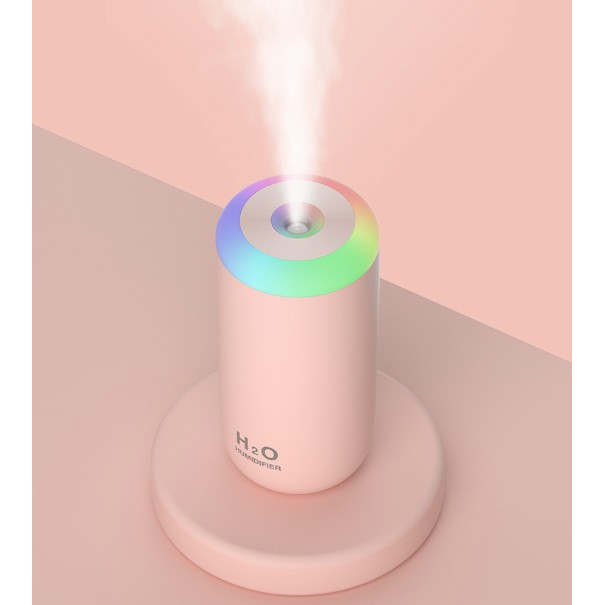 Umidificator, H2O, cu Difuzor de Aroma, Lumina de Noapte LED in 7 Culori, Zgomot Redus, 14.7x7.2cm, 350mL, Culoare Roz [6]