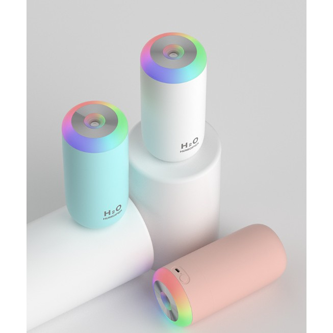 Umidificator, H2O, cu Difuzor de Aroma, Lumina de Noapte LED in 7 Culori, Zgomot Redus, 14.7x7.2cm, 350mL, Culoare Roz [5]