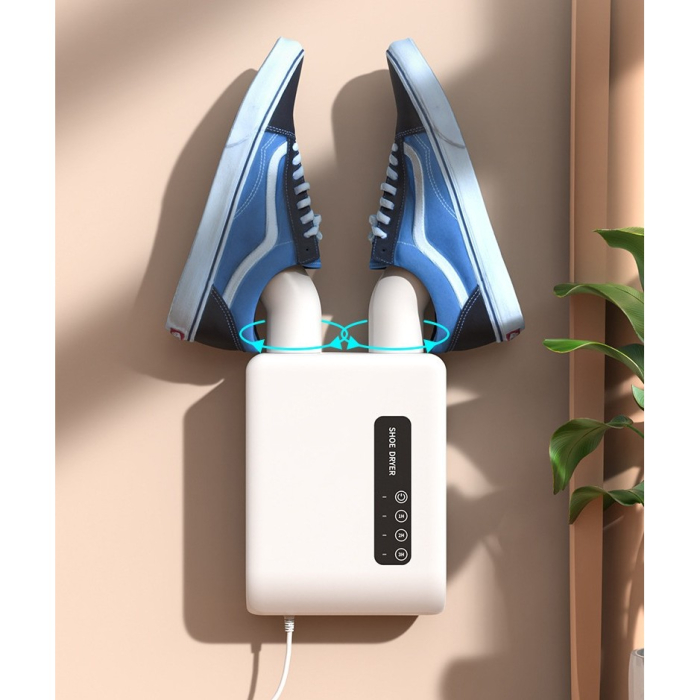 Uscator de Pantofi, , Functie de Uscare, Dezinfectie, Dezodorizare, Montaj pe Perete fara Perforare, din PVC, Silentios, Timer, Alb [5]