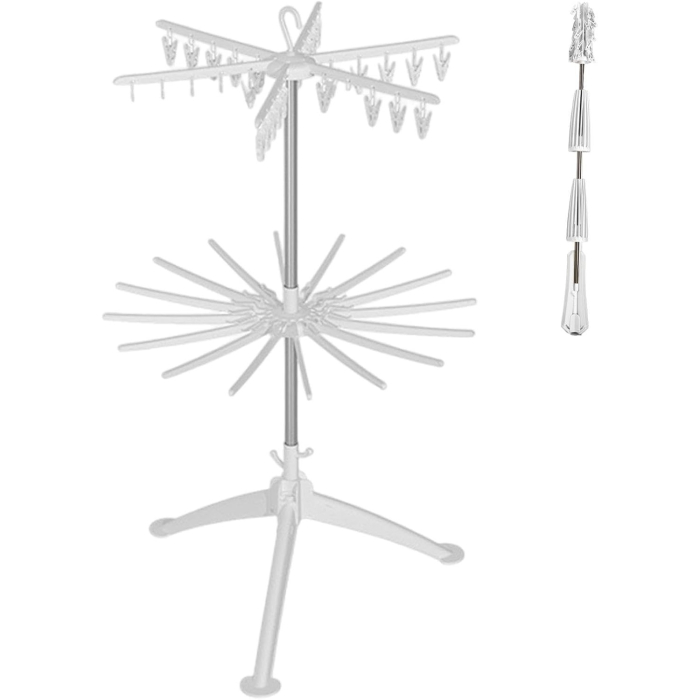 Uscator de Rufe Vertical, , 2 Niveluri, Pliabil, din ABS+PP+Otel Inoxidabil, Rotire 360 Grade, 130 x 75 cm, Alb [4]