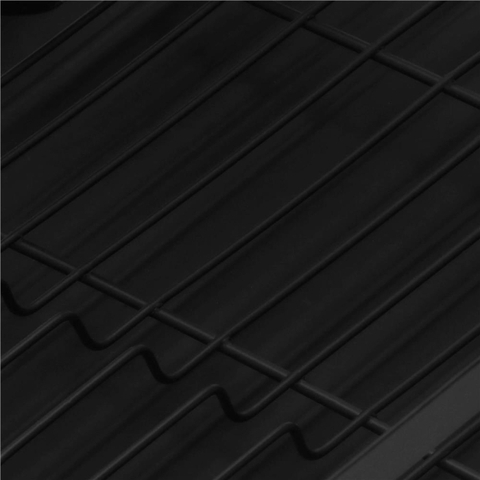 Uscator de vase cu suport tacamuri, din otel, cu tava de scurgere, manere lemn, 42x32x15cm, negru [20]