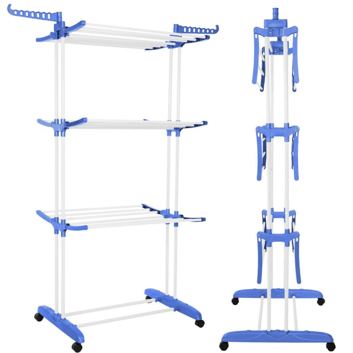 Uscator vertical pentru rufe, mobil si pliabil, cu doua umerase, 75x57x170cm, sarcina 15kg [4]