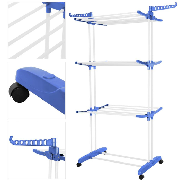 Uscator vertical pentru rufe, mobil si pliabil, cu doua umerase, 75x57x170cm, sarcina 15kg [24]