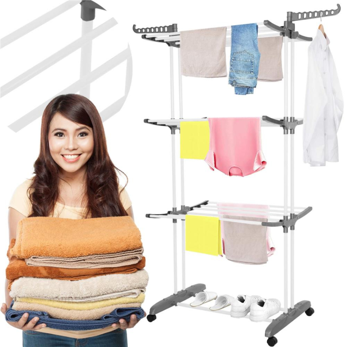 Uscator vertical pentru rufe, mobil si pliabil, cu doua umerase, 75x57x170cm, sarcina 20kg [21]