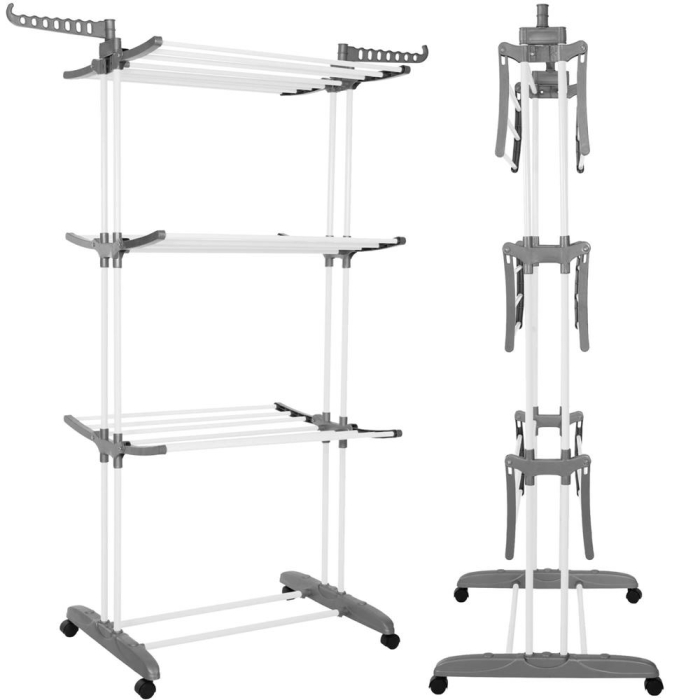 Uscator vertical pentru rufe, mobil si pliabil, cu doua umerase, 75x57x170cm, sarcina 20kg [18]