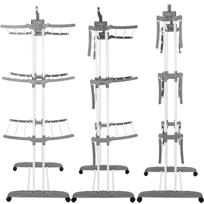 Uscator vertical pentru rufe, mobil si pliabil, cu doua umerase, 75x57x170cm, sarcina 20kg [17]