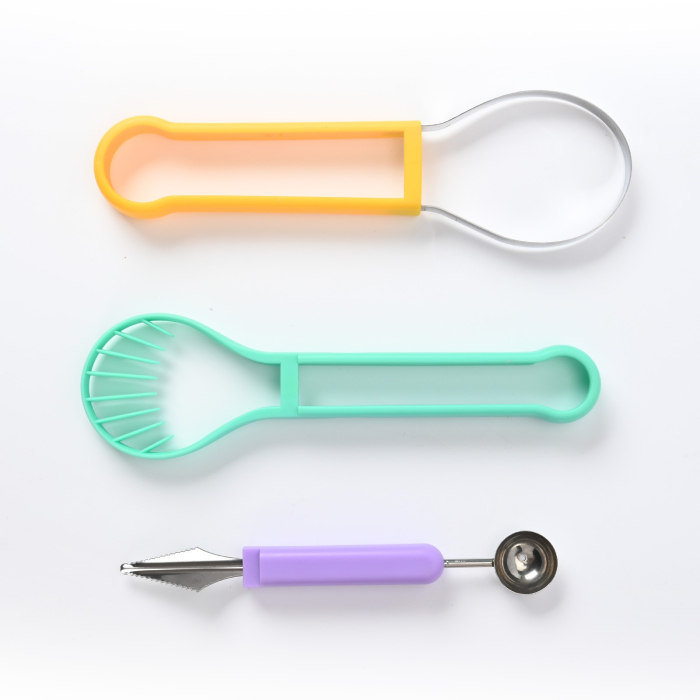 Ustensila bucatarie 4 in 1 pentru taiat si decorat fructe , material inox si plastic, compact, 28x6.2 cm, multicolor [4]